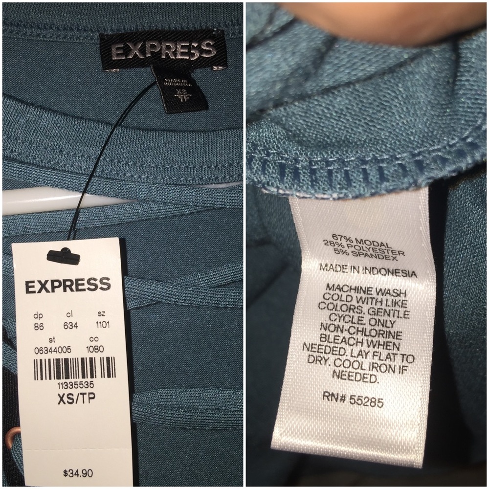 NWT {EXPRESS} Lace-Up Front Girlfriend Tee - Picture 7 of 8